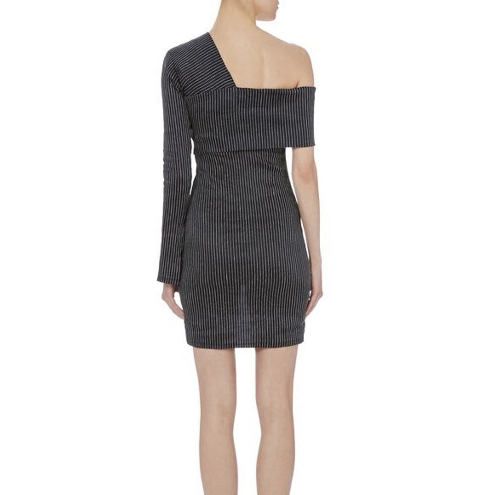 Beaufille Pinstripe One Shoulder Mini Dress - Picture 2 of 9